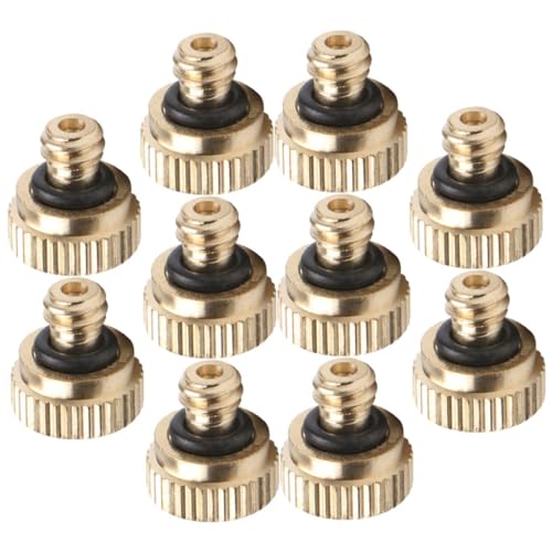 NULYLU 10pcs Misting Nozzle Heads Low Pressure Atomizing Nozzles Copper Material Wide Angle Spraying for Outdoor Use