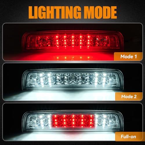 Image of Third 3rd Brake Light LED for 2009-2017 Dodge Ram 1500, High Mount Rear Brake Lights Assembly for 10-17 Ram 2500 3500, Waterproof Center Cab Lamp Cargo Stop Light (Chrome)