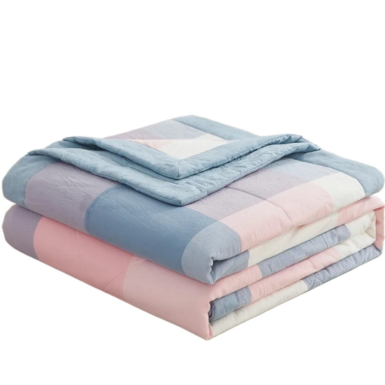 IUVYTA Summer Duvet Plaid Summer Cool Thin Quilt Single Double Air Conditioning Soft Lightweight Comforter Queen Blanket Bedspread(01,200x230cm-1pc)