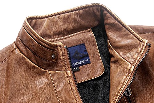 Image of chouyatou Men's Vintage Stand Collar Pu Leather Jacket