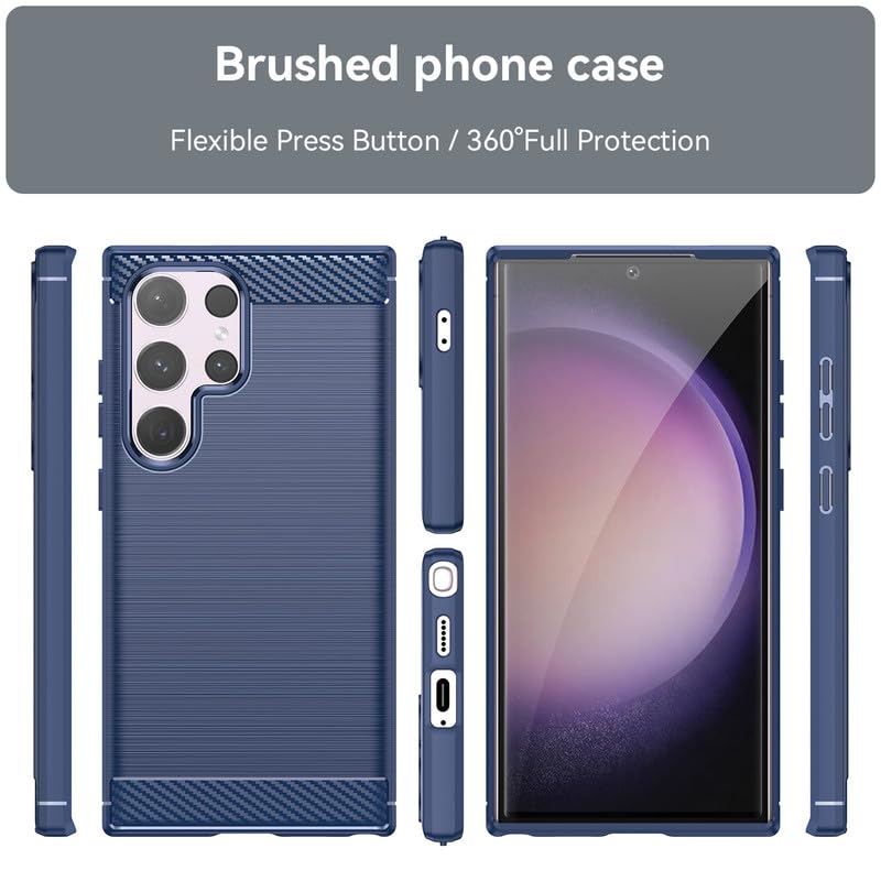Image of Hybrid Carbon Fiber Back Case for Samsung Galaxy S24 Ultra (Blue)