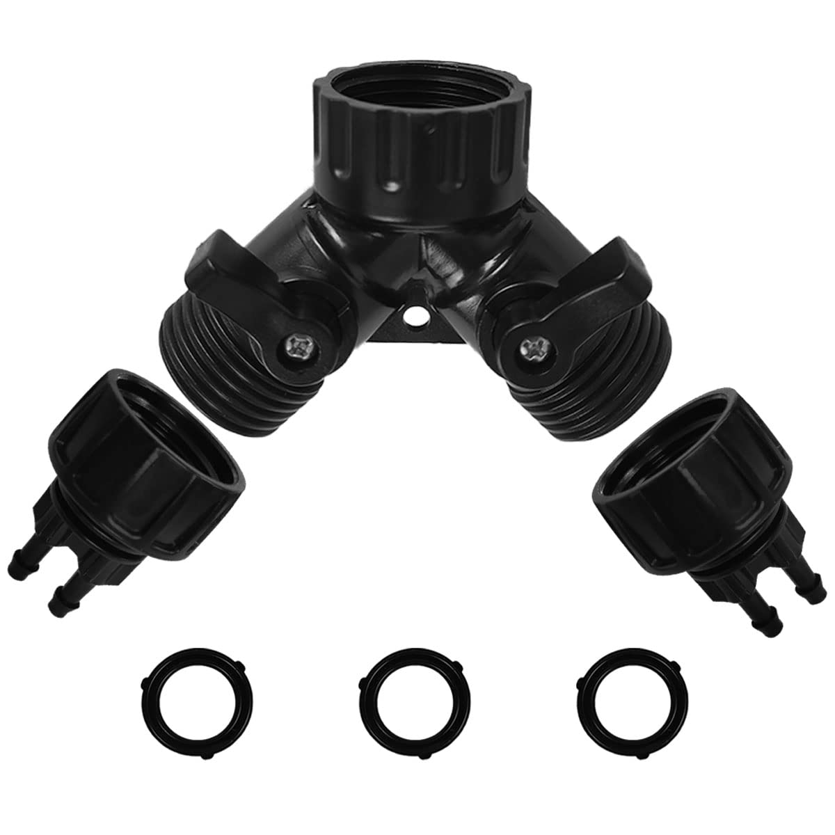 Buy Drip Irrigation Faucet Hose Adapter 2 Way Y Adapter Splitter Connector with On/Off Valves