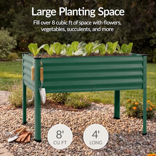 Image of Best Choice Products 48x24x30in Galvanized Raised Garden Bed, Metal Elevated Planter Box, Vegetable Garden for Backyard, Patio, Balcony, 100% Non Toxic Materials - Dark Green