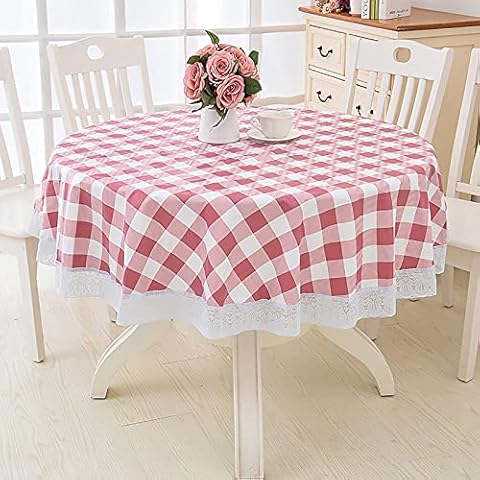 Mantel de PVC Redondo Antimanchas con Estampado Floral y Encaje Cover