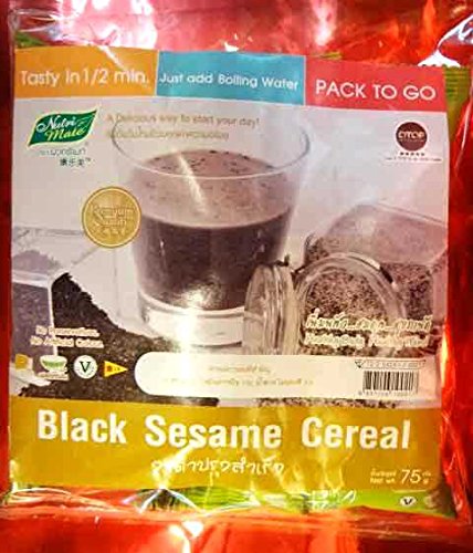 Nutrimate Instant Black Sesame Cereal Powder Beverage, No Preservatives, No artificial Color Net Wt. 75 g.