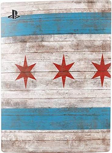 Skinit Decal Gaming Skin Compatible with PS5 Console - Chicago Flag Dark Wood Design