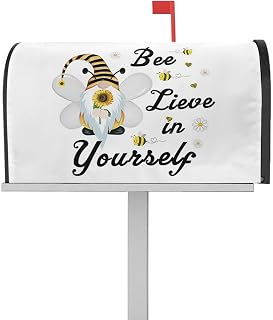 Mailbox Cover Magnetic Farm Sunflower Love Bee and Gnome Mailbox Covers Standard Size 21x18in,Mailbox Covers Wrap Post Letter Box Cover for Garden Yard Outdoor Decor White Daisy Floral