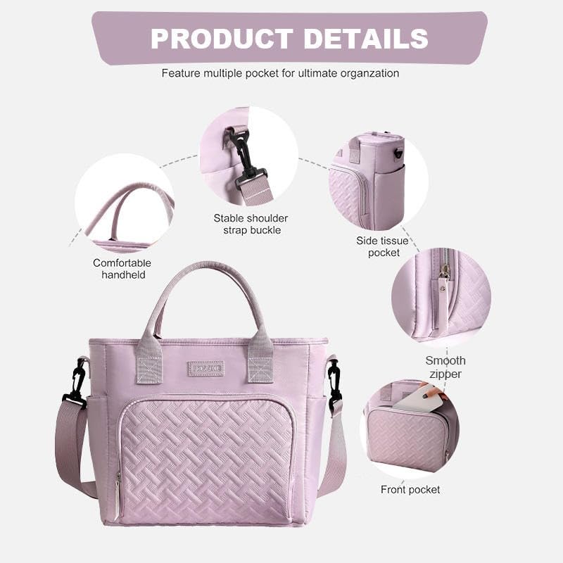 Image of Lunch Bag for Kids, Lunch Bag for Office Men, Women and Kids, Canvas Tiffin Bags for School, Picnic, Work, Carry Bag for Lunch Box and Water Bottle (Pink Sling)