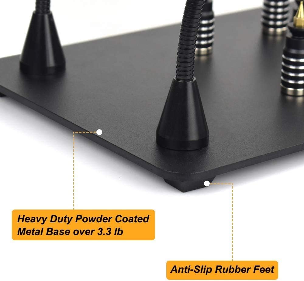 NOEVSBIG Magnetic Helping Hands Soldering Station with Large & Heavy Duty Base,2.16-inch Jaw Opening Soldering Clamp,4 PCB Holders,4 Flexible Arms Helping Hands for Electronic Repair Soldering Jewelry