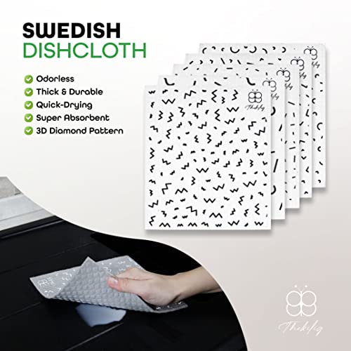 Thekilig Swedish Dishcloths For Kitchen - 5 Pack Of Cellulose Sponge Cloths - Non Scratch Natural Dish Rags - No Odor, Highly Absorbent - Biodegradable Reusable Paper Towel And Hand Towel - White #TOP4