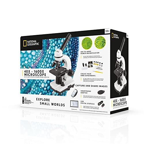 Image of National Geographic 40x-1600x Microscope with USB Eyepiece and Smartphone Adapter