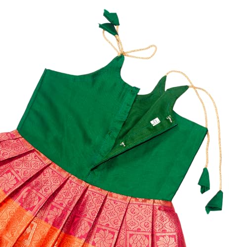 Chandrakala kids pattu Frock for Girls Readymade South Indian Traditional Pattu Pavadai Party Wear Dress (KL119-P)3