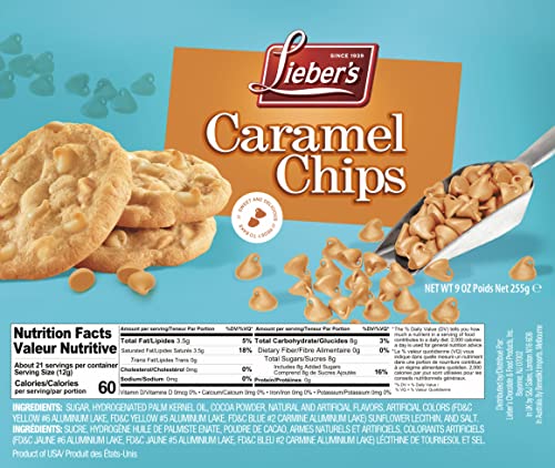 Lieber's Real Caramel Chips| Baking Chips | Certified Kosher For Cookies, Cakes, Muffins And More! 9 Oz Pack Of 3 #TOP4