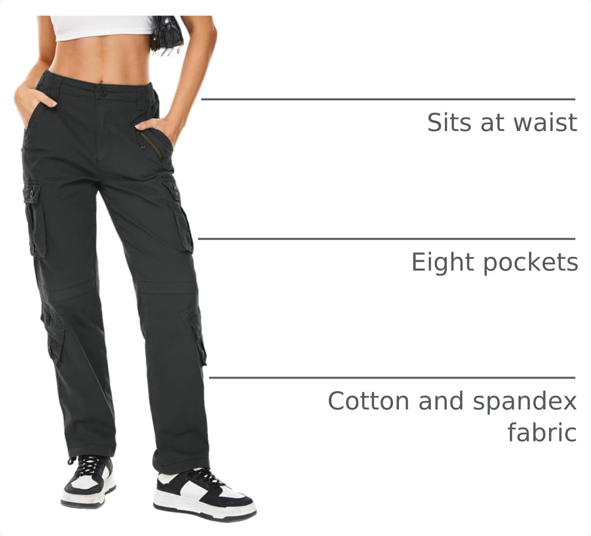 Women's Cargo Pants Cotton Casual Military Army Work Pants with 8 Pocket image 4