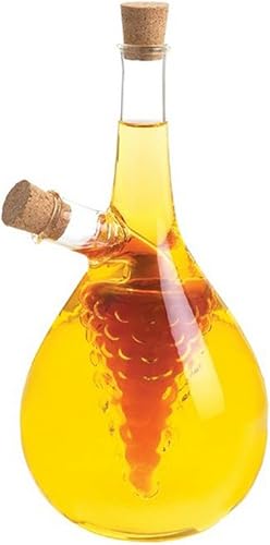 ELETON Almacenamiento de cocina Herramientas de cocina Botella de vidrio de aceite y vinagre, tapones de caño doble vertedor de uva Vinagre de aceite