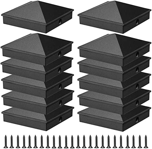 (32 Pack) 4x4 Wood Fence Post Caps (3 5/8") Black, Decking Caps for ...