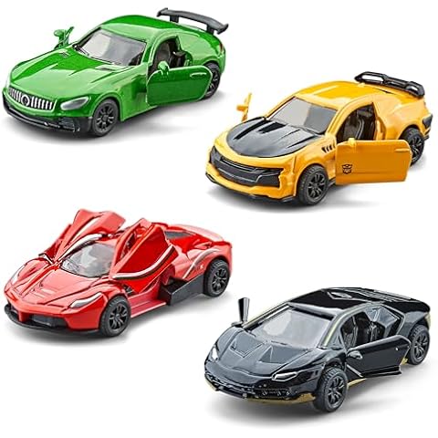 KIDAMI Racing Cars Die-cast Metal Toy Cars Set, Mini Toddler Toy Vehicle with Openable Doors, Pull Back Car, Gift Pack for Kids (4 Pack) Cover