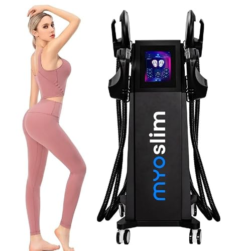 Image of Myoslim 6500W EMS Body Sculpt Muscle Building Slimming Machine Suit for Abdomen Buttocks Arms Thighs for Home Salon Use, 4 Handle, Black