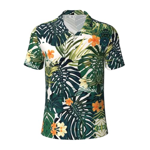 Polo imprimé floral hawaïen pour homme à manches courtes décontracté