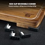 Piklohas Grandes planches de coupe de bois, 7 Pièces sur la planche à découper avec support, tapis de planche à couper en plastique, rainure de jus, trou de poignée, bloc de boucher réversible pour pain de fromage de viande