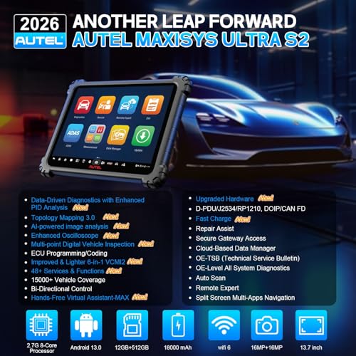 Autel MaxiSys Ultra S2 Scanner, 2026 Top Intelligen Scan Diagnostic with AI, 6-in-1 VCMI2, Up of MSUltra MS919, Topology 3.0, Multi-Point DVI, Motor Truspeed Repair, EV Test, 48+ Service, ECU Program - Image 3