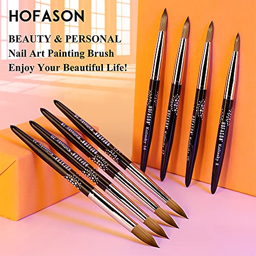 Hofason Acrylic Nail Brush, 100% Kolinsky Acrylic Nail Brush For Acrylic Application, Professional Acrylic Powder 3D Carving, Suitable For Salon And Home Diy Nail Art With Diamond Handle (Size 14) #TOP6