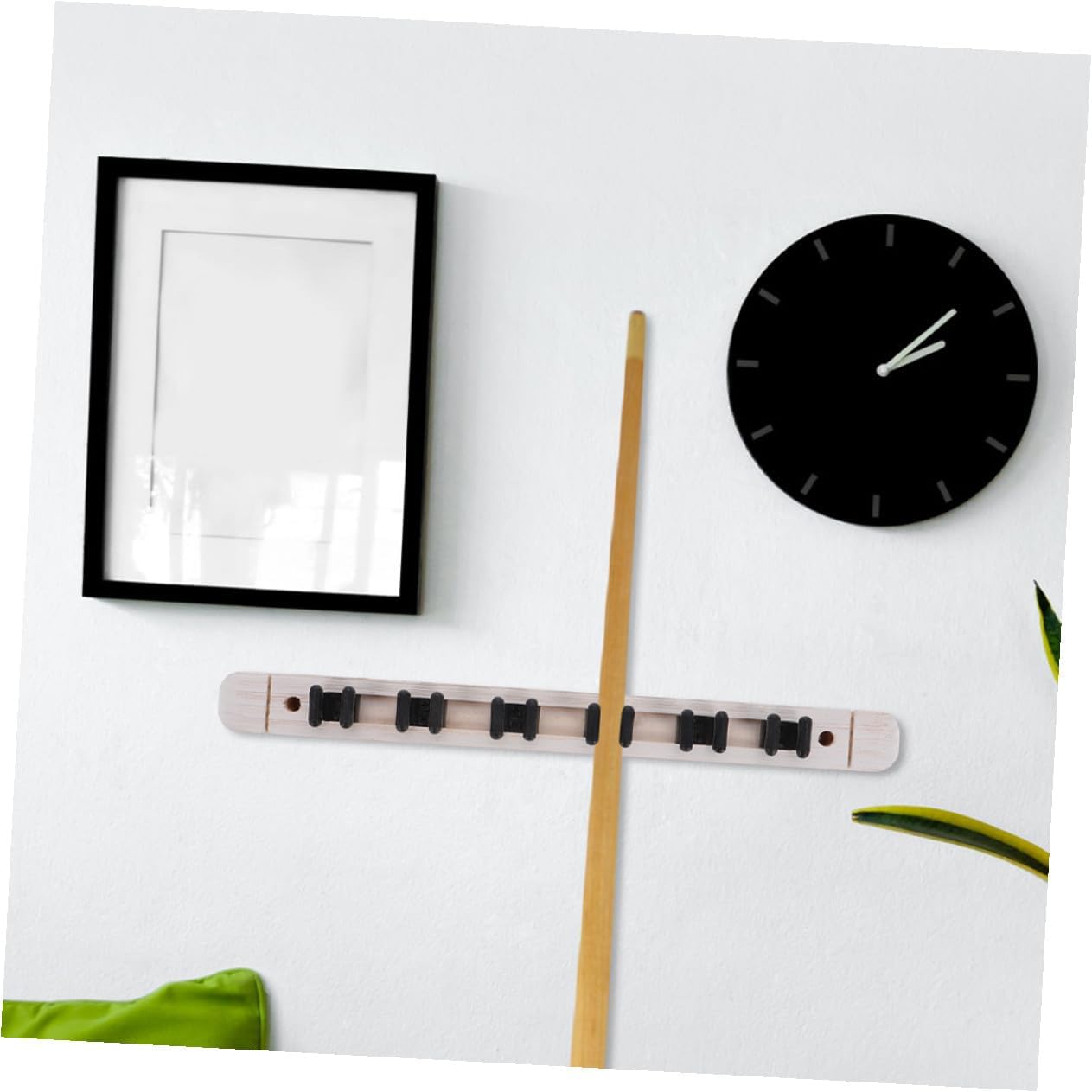 Veemoon Wall-mounted Solid Wood Billiard Cue Rack with 6 Holes, Pool Cue Holder Storage for Billiard Accessories, White Finish, 2 Pairs, Suitable for Game Room Organization