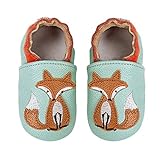  Baby Weicher Leder Lauflernschuhe Junge Mädchen Krabbelschuhe Kleinkind Babyhausschuhe Rutschfesten Wildledersohlen, 6-12 Monate, Braun Zs