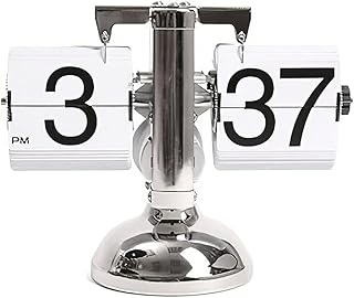 AHNUNVA Orologio Scrivania, Retro Flip Down Stile Europeo Clock Equilibrio Orologio Tavolo Orologio Da Parete Con Meccanismo a Scatto Interno Per La Casa Famiglie Uffici Decor, bianca