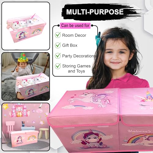 image for NINOSTAR Girls Unicorn Toy Storage Chest Glowing Décor Functional Org