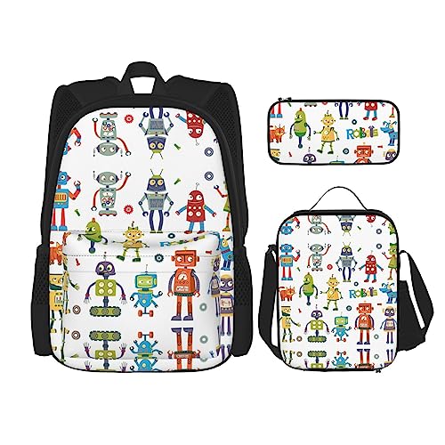 Sac à dos 3 en 1 anti-gaspillage avec sac à lunch isolé et trousse scolaire noire