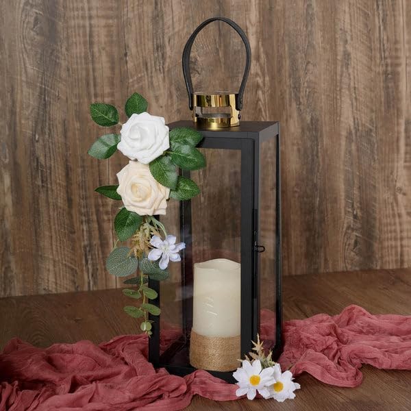 Miniatura 7 de Efavormart 20.0in - Centro de mesa de metal de acero inoxidable, faroles de vela para exteriores