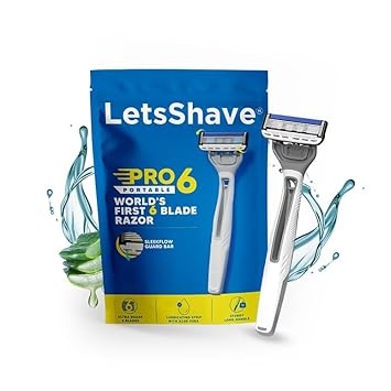 LetsShave Pro 6 Portable Razor for Men (Pack of 1), World's First 6 Blade Disposable-Razor for Men