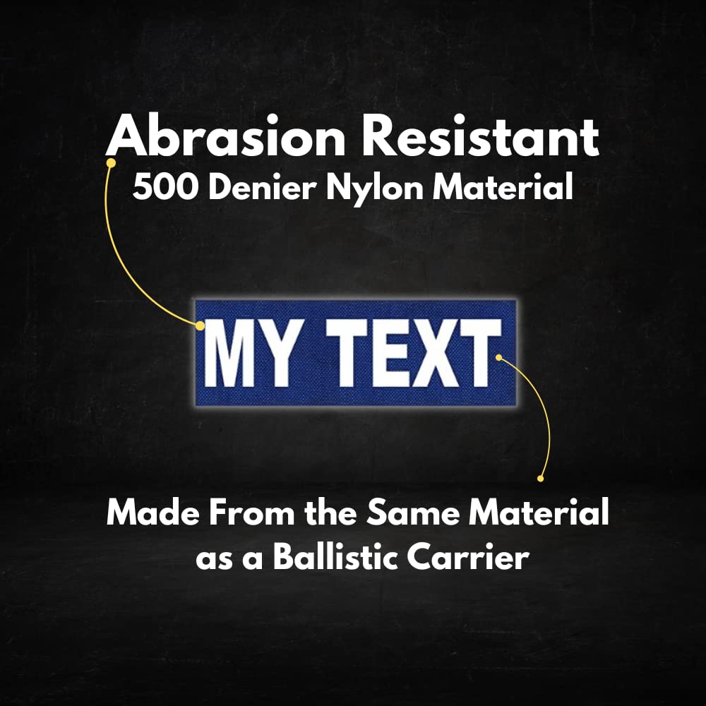 Custom Hook & Loop Patches, Tactical ID Police Patch for Vest, Sheriff, Security, Molle, Military, Backpack, Duty Bag, K9 Dog Harness, Morale (11 x 4, Royal Blue)