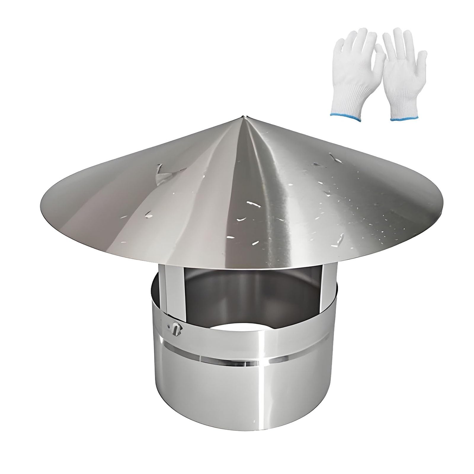 PFXNGMS 3.6 in/3.8 in Stove Pipe Chimney Cap, 201 Stainless Steel All Weather Rain Cap, House Exhaust Chimney Cover for Outside, Roof Vent Cap Chimney Flue Cowl(9.5 cm/3.8 in)