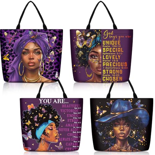Silkfly 4 Pack Bolsas Tote Afroamericanas para Mujer miniatura 1