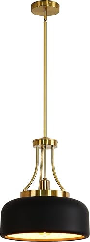 Lámpara de iluminación de granja nórdica de 13.8 pulgadas, lámpara de techo industrial moderna, altura de tubo recto ajustable, color cobre