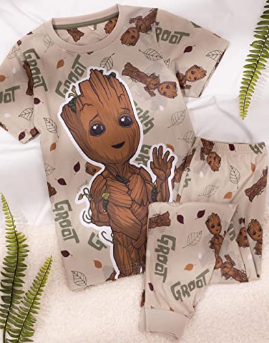 Marvel Guardians of the Galaxy Kids Pajama Set | I am Groot Boys & Girls Short Sleeve T-Shirt with Cuffed Bottom Trousers Pjs3