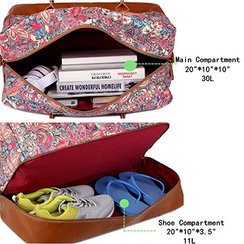 Pretty Colorful Travel Duffel Weekender Bag Overnight Bag Carry On with Shoe Compartment for Women HB-10 (HS)4