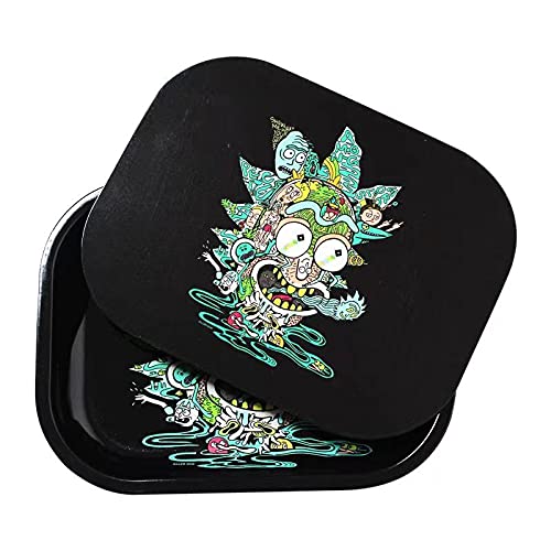 Rolling Tray with Magnetic Lid - Mini Metal Rolling Tray with Spill Proof Cover - Cute Decorative Tray - Perfect Storage for Home or On-The-Go-Small Size - 7'' x 5.5''