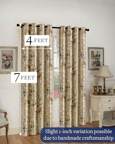 Image of Cloth Fusion Printed 100% Blackout Door Curtains 7 Feet Long Set of 2