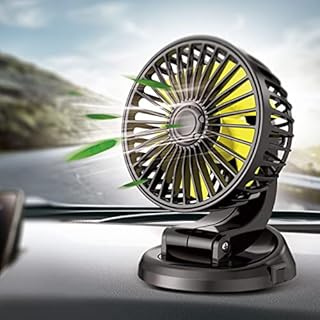 Car Fan, YYOOMI 12V Electric Cooling Fan with 360 Degree Rotatable, Single Head, Plug Into Cigarette Lighter, Automobile Vehicle Fan for Car Truck, SUV, RV, Boat