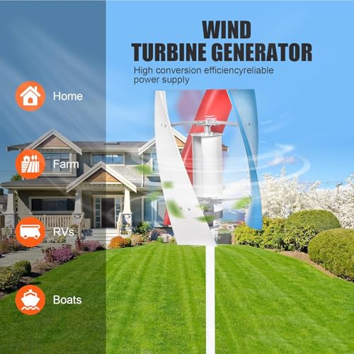 Kit de generador de turbina eólica de eje vertical con controlador y rueda asistida por viento, 3 cuchillas, 2000 W-12 V, generador de energía de imán permanente para hogar y caravana
