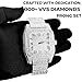 Halukakah Moissanite Diamond 3-Sides Iced Out Men Watch - Platinum White Gold Plated, Basic Waterproof, Roman Numerals Square Dial, 200G Heavy-Made,9.5