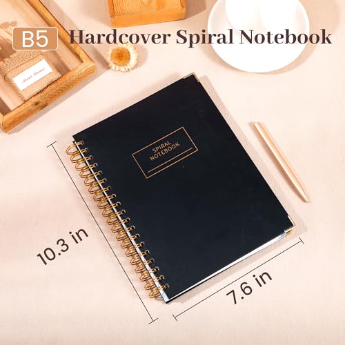 Image of Yoment Hardcover Spiral Notebooks for Work School, B5 Journal Notebook with Tabs Dividers, Multi 5 Subject Notebook College Ruled, 240 Pages Lined Journal for Men, Back to School, Gifts, Black