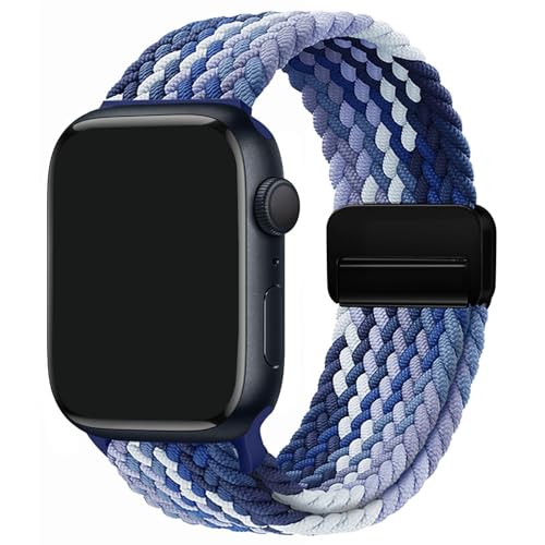 Cinturino intrecciato con chiusura magnetica compatibile con Apple Watch da 38 mm, 40 mm, 41 mm, 42 mm, 44 mm, 45 mm, 46 mm, 49 mm, in morbido nylon, cinturino sportivo per iWatch serie Ultra SE 10/9