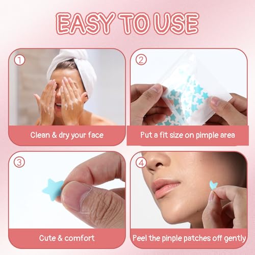 Sibba 480 peças de adesivos de espinhas para o rosto, adesivos coloridos para manchas de estrelas fo