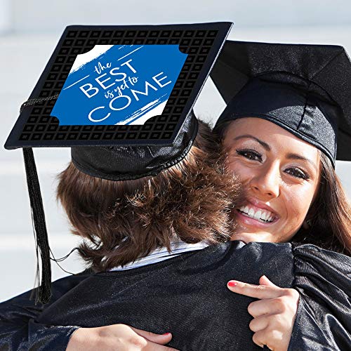 Big Dot of Happiness Blue Grad - Best is Yet to Come - Royal Blue Graduation Cap Decorations Kit - Grad Cap Cover