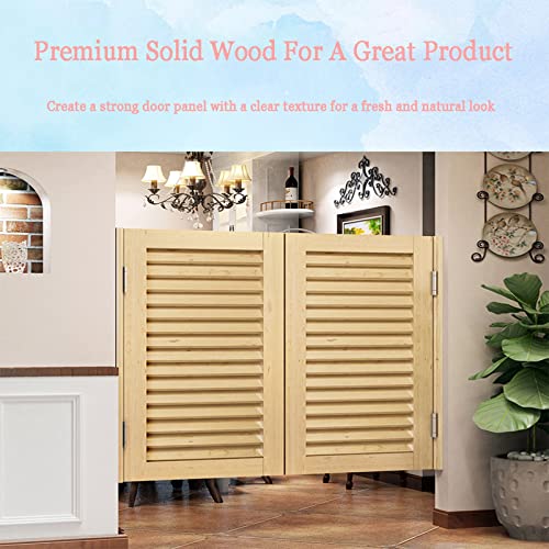 Zxcvbas Interior Solid Wood Swing Door,Swinging Doors Cafe Doors,Saloon Cafe Doors, Indoor Premade Louvered Saloon Swing Door, Auto Close, For Bar Kitchen Stairs, Customizable,C,W100Xh90Cm(39X35In) #TOP7