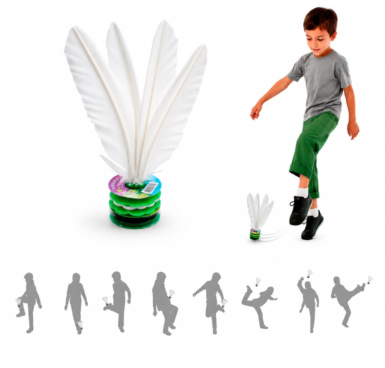 Kick Shuttlecock for Kids & Adults, Chinese Jianzi Feather Football, 4 Real Feather Foot Shuttlecock for Foot Training, Balance & Coordination Game, Indoor Outdoor Sports Toy (Pack of 1)-picture-16